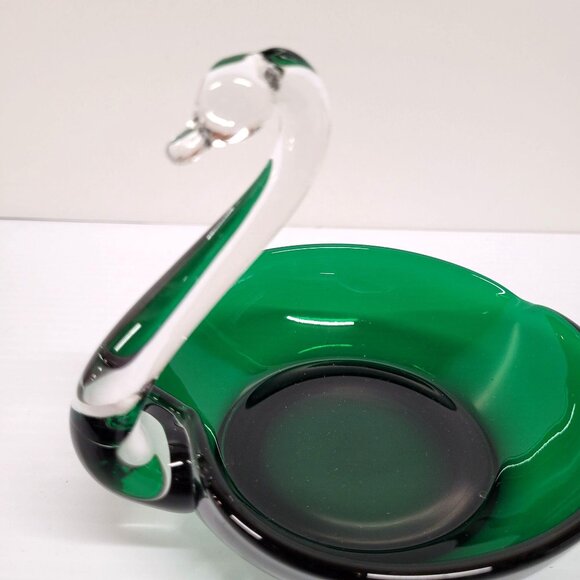 Vintage Green Swan Duncan Miller Viking Glass Candy Trinket Dish 6'' Holiday - Picture 6 of 7